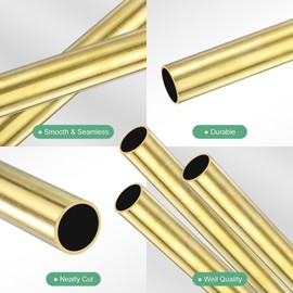 M METERXITY 3-Pack 200mm Brass Round Tube, 15mm OD 1mm Wall Thickness H62 Brass Seamless Tubing for Construction/Machining/DIY Crafting, Metal Straight Pipe [0.59x0.04x7.87IN]