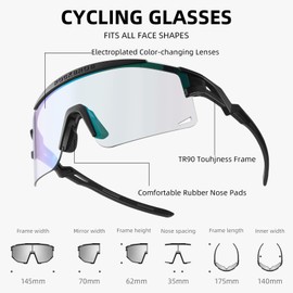 ROCKBROS Cycling Glasses Colour-changing UV Protection Against Wind and Sand Sports Glasses Cycling Goggles for Men Women