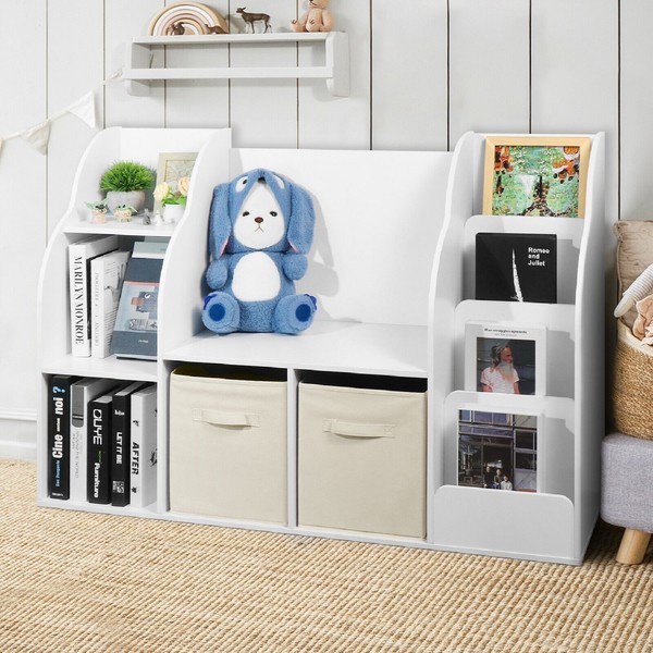 ZNCMRR Childrens Toy Organizer Bookshelf Kids Bookcase Floor Storage Chest