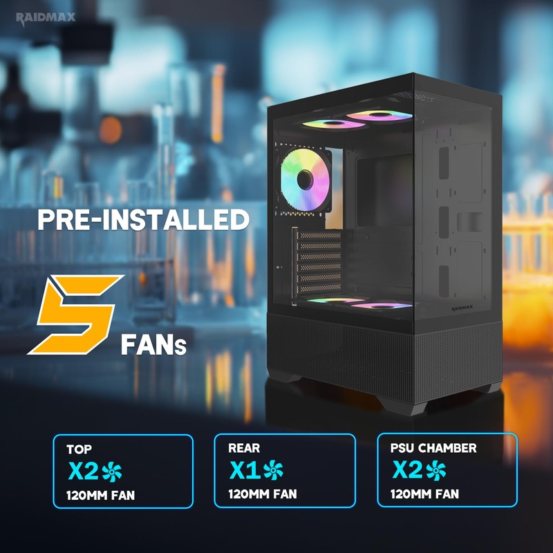 Raidmax I802 Mesh Air Flow Compact Panoramic ATX Mid Tower
