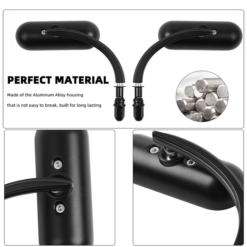 goodfitment - Black Oval Shape Motorcycle Mirrors,Upgrade Rearview Motorcycle Mirrors