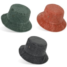 Bucket Hat Washed Cotton Summer Beach Sun Hat Packable Travel Fishing Hats for Women Men
