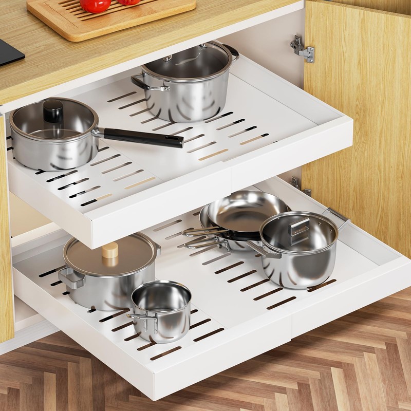 Delamu Pull Out Cabinet Organizer, 21" Deep Pull Out Drawers