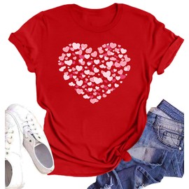 hohololo Love Heart Shirts for Women Valentines Day Tshirt Cute Love Heart Tshirts Graphic Valentine Gift Tee Casual Hearts Tops