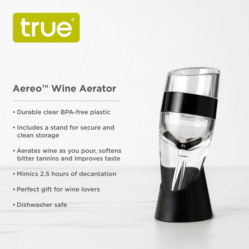 TRUE Aereo Wine Aerating Pourers, Clear