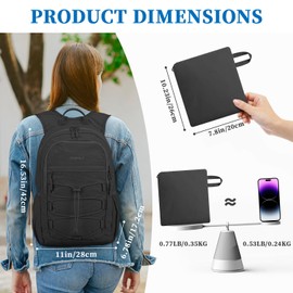 ZOMFELT Hiking Backpack for Women Men, 20L Lightweight Packable Backpack for Trip, Water Resistant Small Travel Backpacks, Foldable daypack for Hiking, Walking, Cycling, Camping, Black