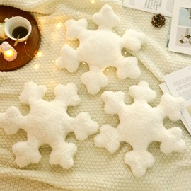 Huwena 3 Pcs Christmas Throw Pillows Snowflake Shaped Pillows White Decorative Pillow Plush 13.78 Inch Cute Pillow for Winter Couch Sofa Bed Decoration