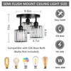 PAUFUL Crystal Semi Flush Mount Ceiling Light,3-Light Modern Close to