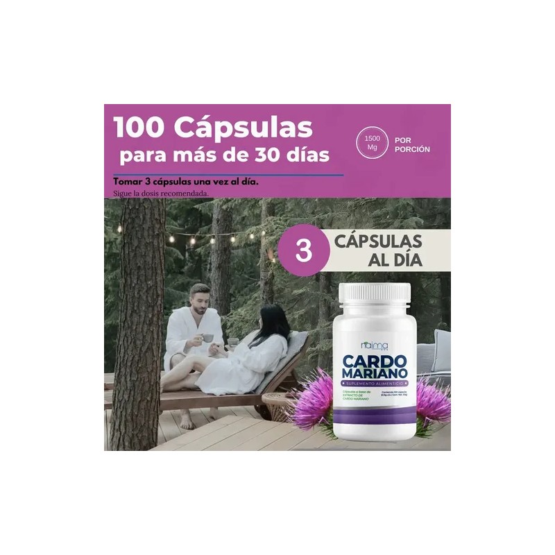 Naima Cardo Mariano 500mg - 100 Cápsulas Pack 3 Frascos