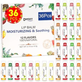 DMSKY Bálsamo labial natural a granel, paquete de 36 unidades, bálsamo labial hidratante con vitamina E y aceite de coco, producto para el cuidado de 