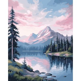 Natuyalo Landscape Paint by Numbers Kit for Adults - Mountain and River Paint by Number on Canvas Without Frame, DIY Acrylic Painting for Ideal Gift Home Wall Decor (16x20 Inch)