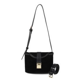 Small Suede Purse Suede Crossbody Bags for Women 2025 Saddle Shoulder Bag Vintage Fashion Satchel Handbags, Black