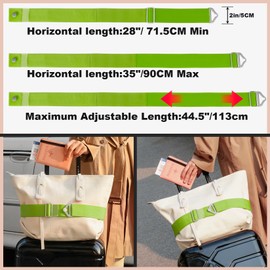 TOOVREN 2-in-1 Travel Belt for Luggage Straps Add a Bag Bungees Suitcase Luggage Strap Over Handle Suitcases Belt for Carry On Bag Adjustable Backpack Attachment Airport Travel Accessories Green