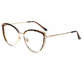 Firmoo Reading Glasses 1.5, Blue Light Filter Glasses for Women/Men, Anti Eyestrain Anti Glare，Light Weight Computer Eyewear, Tortoise Shell Metal,TR90 Frame