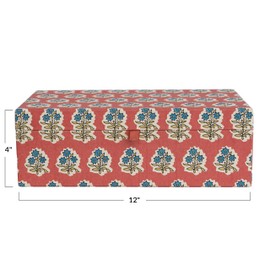 Creative Co-Op Fabric Covered Jewelry Box with Floral Pattern and Interior Mirror, Multicolor