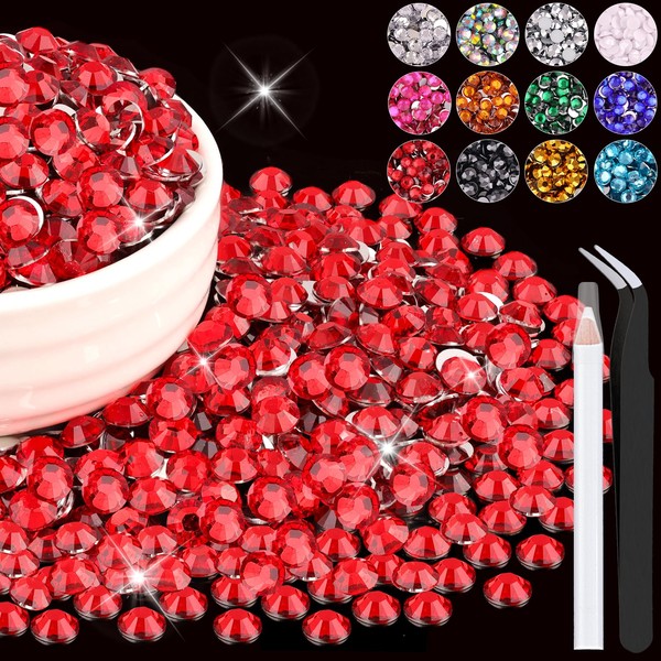 4000PCS 5mm Resin Rhinestones Bulk for Crafting (Red), Flatback Bedazzling