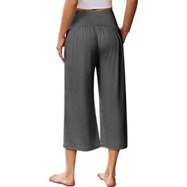 Ekouaer Ekouaer Womens Pajama Pants Wide Leg Capri Yoga Pants Lounge Comfy Sleep Pj Bottoms with Pockets Grey L