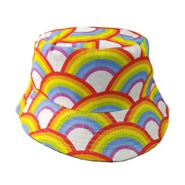 Bucket Hat- Cotton Reversible Fishermans Summer Sun Hat Festival Beach Party Rave Sports Many Styles & Colours (Rainbow)