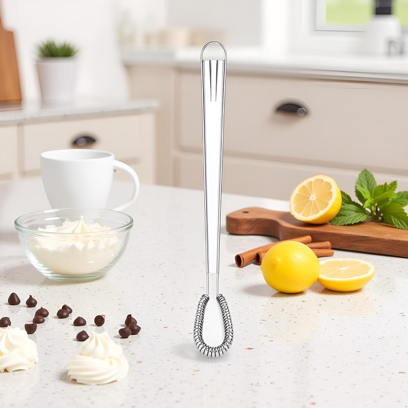1Pc Silver Egg Beater Stainless Steel Mini Spring Coil Whisk