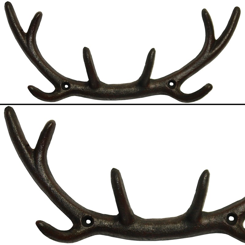 Dekowunder Deer Antlers Wall Hook Coat Rack Cast Iron Antique
