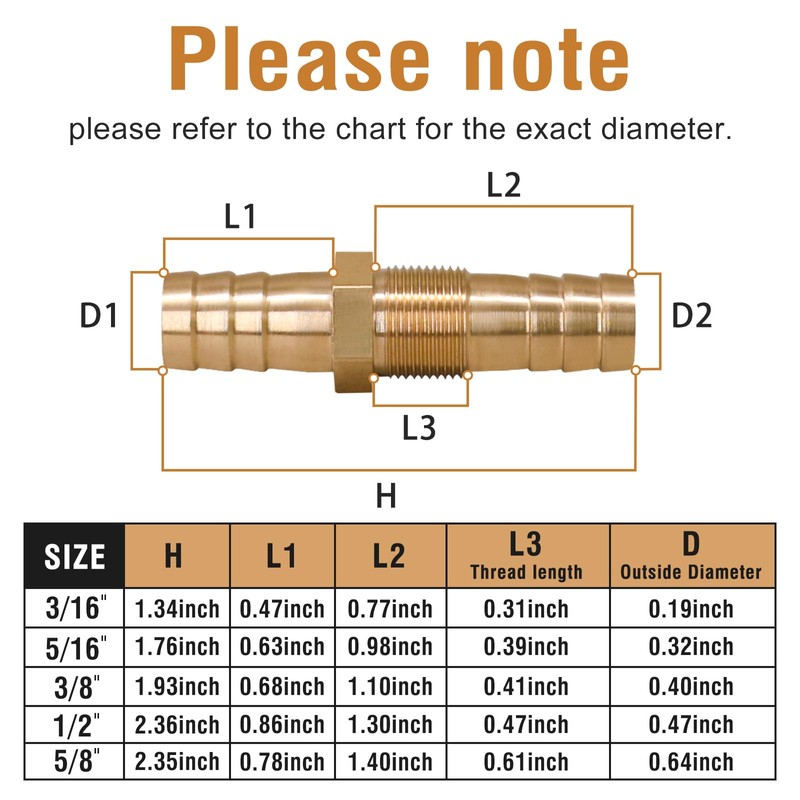 Napredak 1/2 inch Brass Hose Barb Bulkhead Fitting for Water