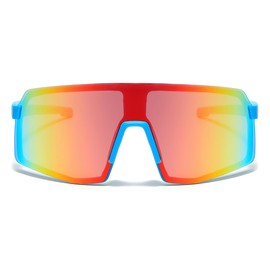 JOVAKIT Kids Baseball Sunglasses for Boys Girls Age 3-13, Youth Baseball Sun Glasses UV400 Sports Cycling Shades (Blue/Red Mirror)