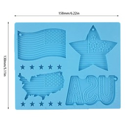 Cestony American Flag USA Striped Map Star Keychain Epoxy Resin Silicone Mould DIY Baking Mold for Independence Day Election Day