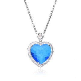 Fukugems Heart Crystal Pendant Necklace for Women, Birthstone Necklace, Birthday or Christmas Holiday Gifts for Mother, Girlfriends, Crystal