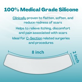 NewGel Plus by MyNewGel Advanced Silicone Scar Sheet Strips for C-Section, Abdomen, Surgical Scars, 2 x 8 Ultra Thick, with Adhesive Tape, CLEAR (2 Pack)