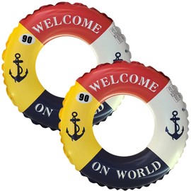 2 Pcs Inflatable Pool Floats -Pool Floats Tubes Pool Tubes- Swim Tubes Inflatable 32" Pool Floats and Rings- Pool Swimming Rings for Adults Summer Beach Pool Party Decor (Beach Theme, 32inch)