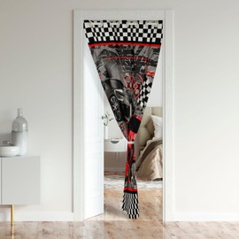 Castle Fairy Red Sports Car Door Curtain for Youth Adult,Race Cars Extreme Sports Game Blackout Curtain 34" W X 80" L,Racing Theme Door Drape Closet Door