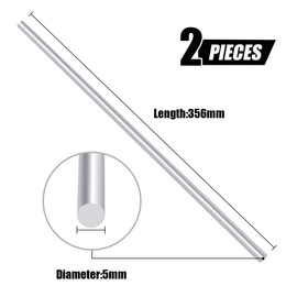 Swpeet 2Pcs 1/5 Inch Aluminum Round Rod Lathe Bar Stock Kit, Diameter 5mm Length 365mm, Perfect for Various Shaft, Miniature Axle, Model Plane, Model Ship, Model Cars