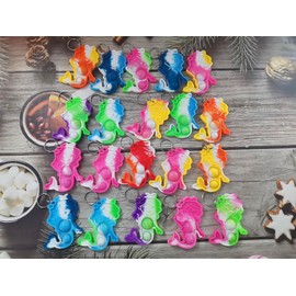 colorbopop Bulk Mini pop Bubble Keychain Fidget Present,mermaid Party Favors,Classroom Students Boys Girls Birthday Small Gifts