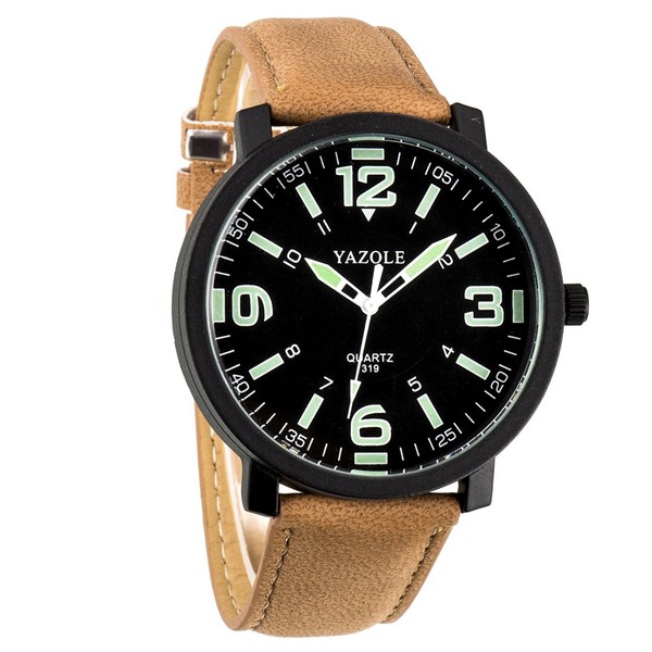 WANGSAURA Men 30M Waterproof Night Light hands Simple Style Leather
