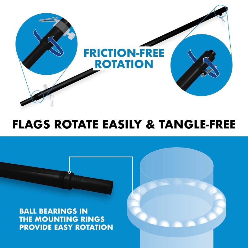 G128 Flag Pole 6FT Black Tangle Free & Iraq Iraqi