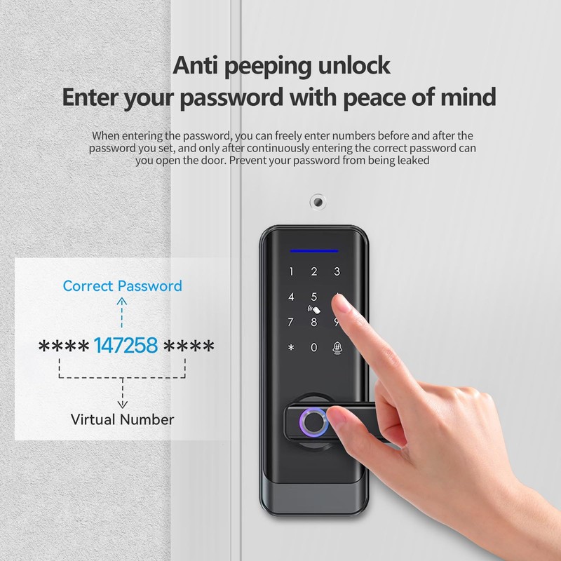 GEKRONE Smart Front Door Lock with Lever Handle, Keyless Entry