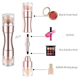 Juego de pinceles de maquillaje 4 en 1, pincel para sombra de ojos, labios, cara, corrector, colorete y base de maquillaje todo en uno, retráctil, tam