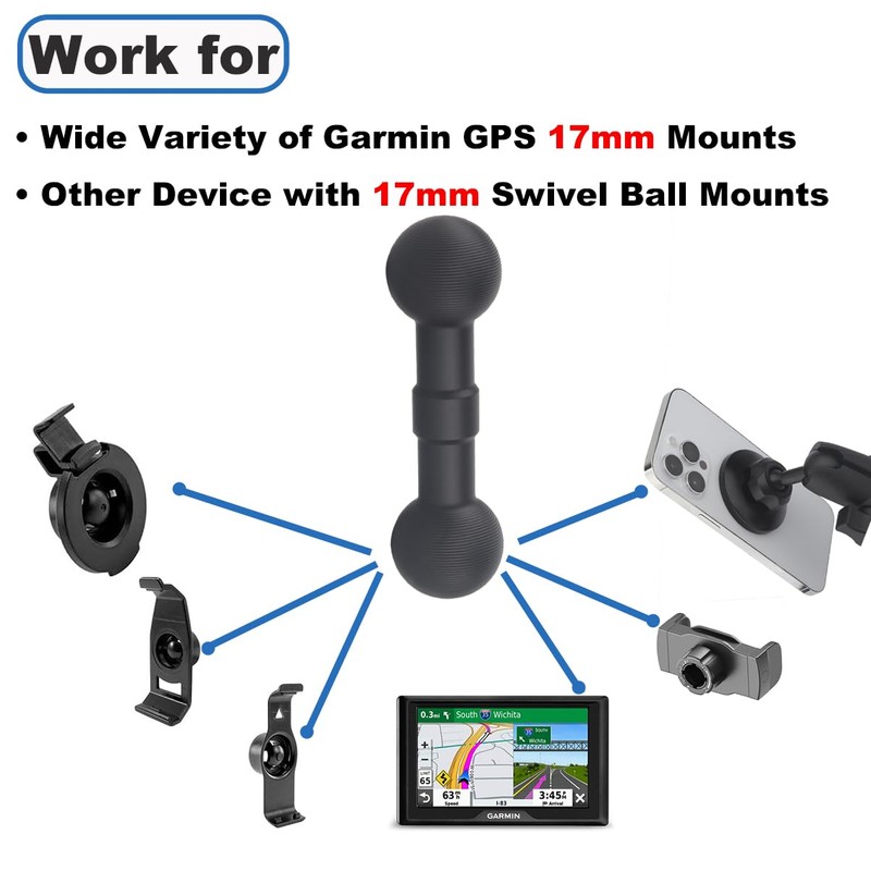 Rigdance CNC Aluminium 17mm Double Ball Adapter for Car Phone