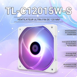 TR TL-C12015W-S Silent 4 Pin PWM ARGB PC Fan 15mm Slimline Cooler 120mm CPU Cooling Fan