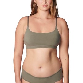 florence by mills Women's Softie Cotton Scoop Bralette, Dusty Olive, Medium
