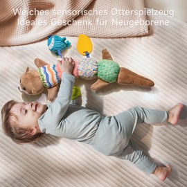 TUMAMA KIDS Soft Sensory Toy Otter for Baby 0 3 6 9 12 18 Months, Plush Baby Toy, Otter Plush Toy Gift for Toddler Boys Girls