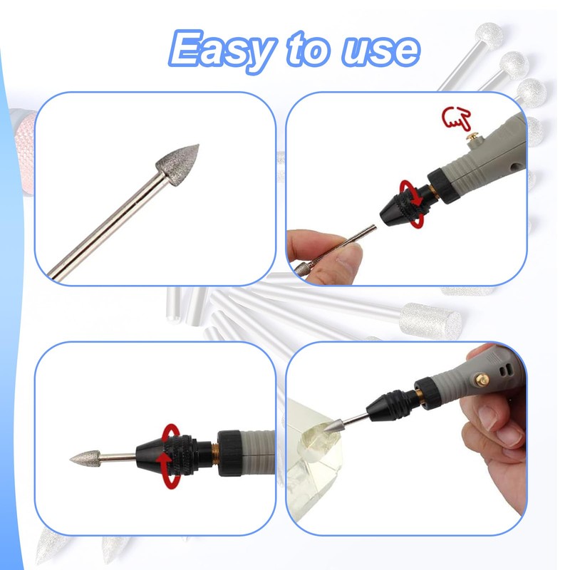 20Pcs 120-Grit diamond bit, tool accessories for dremel - 1/8"