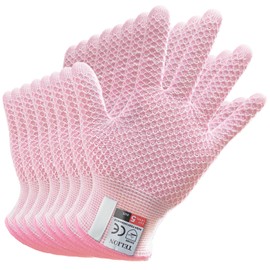TELION Large Cut Resistant Gloves, Pink, Unisex, Food Grade, EN388 Level 5 Cut Resistance, Hexagonal Pattern Design, Polyethylene, Spandex, Fiberglass