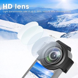 Upgrade Lens Guard for Insta360 X3, Dustproof Waterproof Professional High Transparency Camera Lens Protective Cover, 9H High Hardness, 15 Degrees Drip Angle, Locking Design