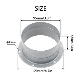 Rrina Dryer Vent Wall Plate 4Inch Metal Air Duct Connector Flange Panel Inlet Outlet Exhaust Fitting for Wall Ceiling Heating Cooling Ventilation Pipe (Round)