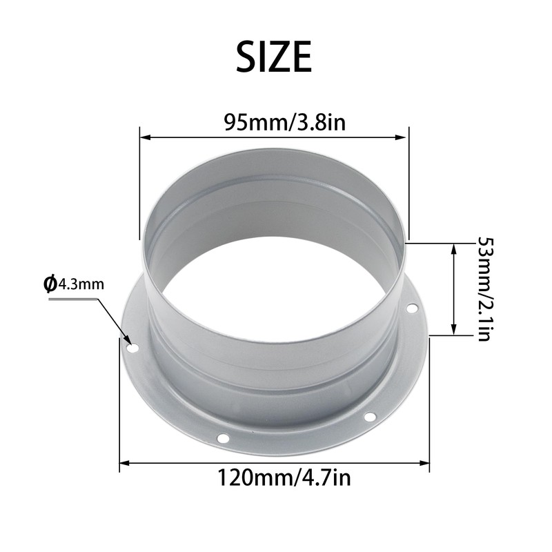 Rrina Dryer Vent Wall Plate 4Inch Metal Air Duct Connector