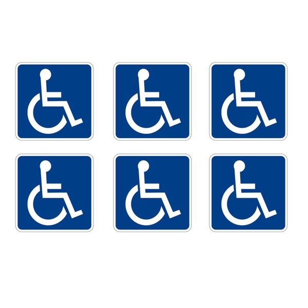 Rogue River Tactical Disabled Wheelchair Symbol ADA Compliant Handicap Access Sign Pack of 6 3 X 3 Inch Blue Window Sticker Decal