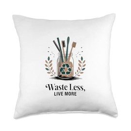 Waste Less Live More Zero-Waste Lifestyle Throw Pillow