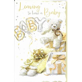 LARGE LEAVING TO HAVE BABY CARD****CUTE TEDDY**7 X 11 INCHES**AC2*