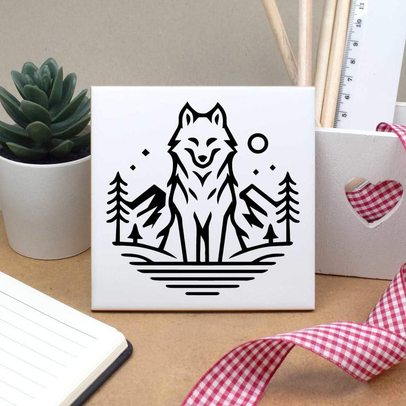 'Wild Wolf' 108mm Square Ceramic Tile (TD00027920)